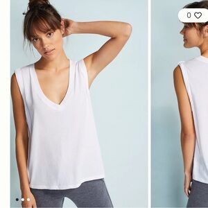 Free People Movement Wonder Tank White Sleeveless V-Neck Tank Top Shirt - Size S